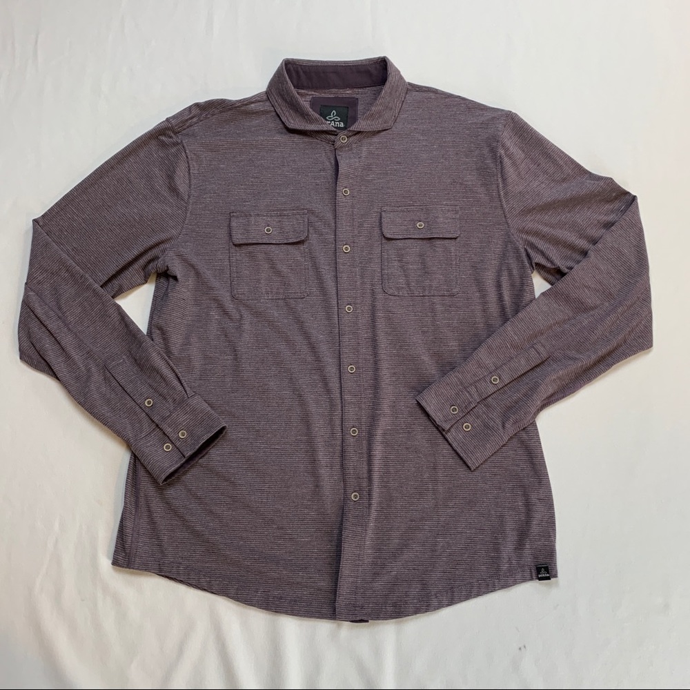 PrAna Mens size XL Plaid Button Down LONG SLEEVE Shirt - super soft stretchy